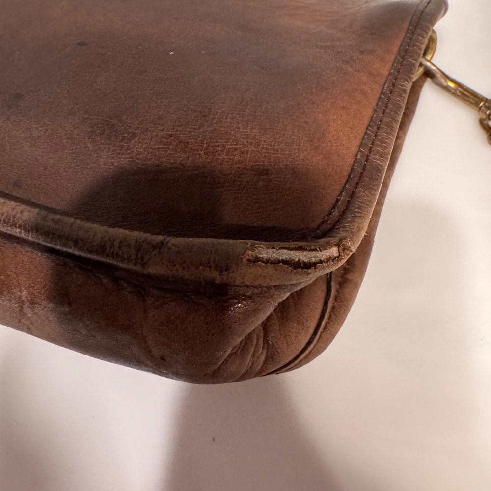 Vintage 90's Coach Leather Shoulder Clutch Bag Dark Brown Purse #0132 - Picture 10 of 16